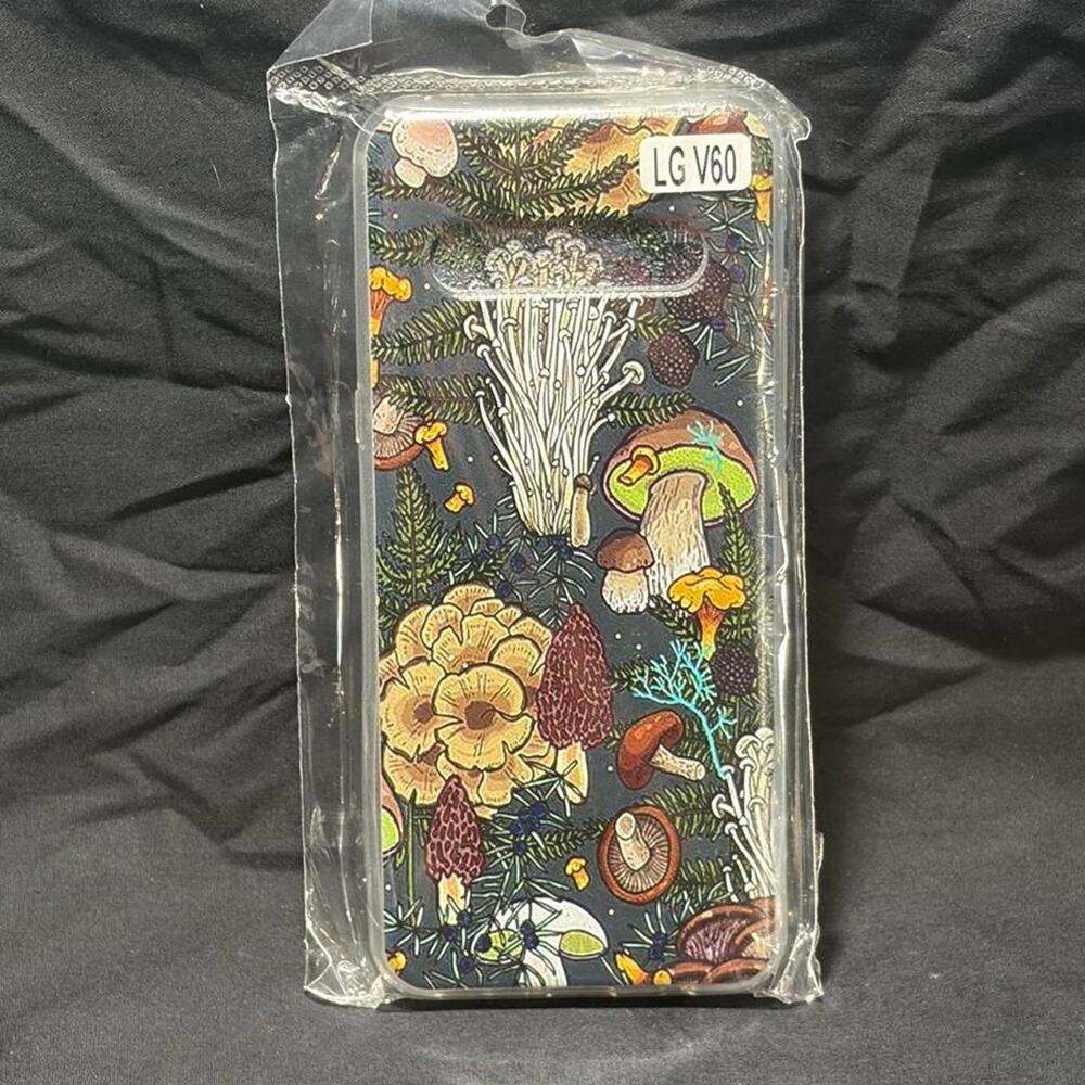 🚨 LG V60 phone case with a vibrant botanical mushroom forest pattern. 📱
